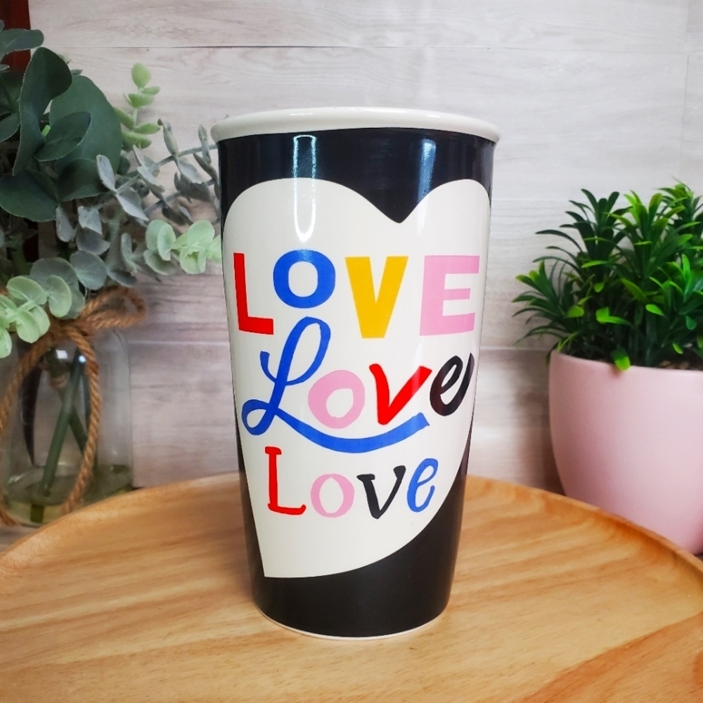 Starbucks Black Colorful Love Ceramic Double Wall Tumbler *